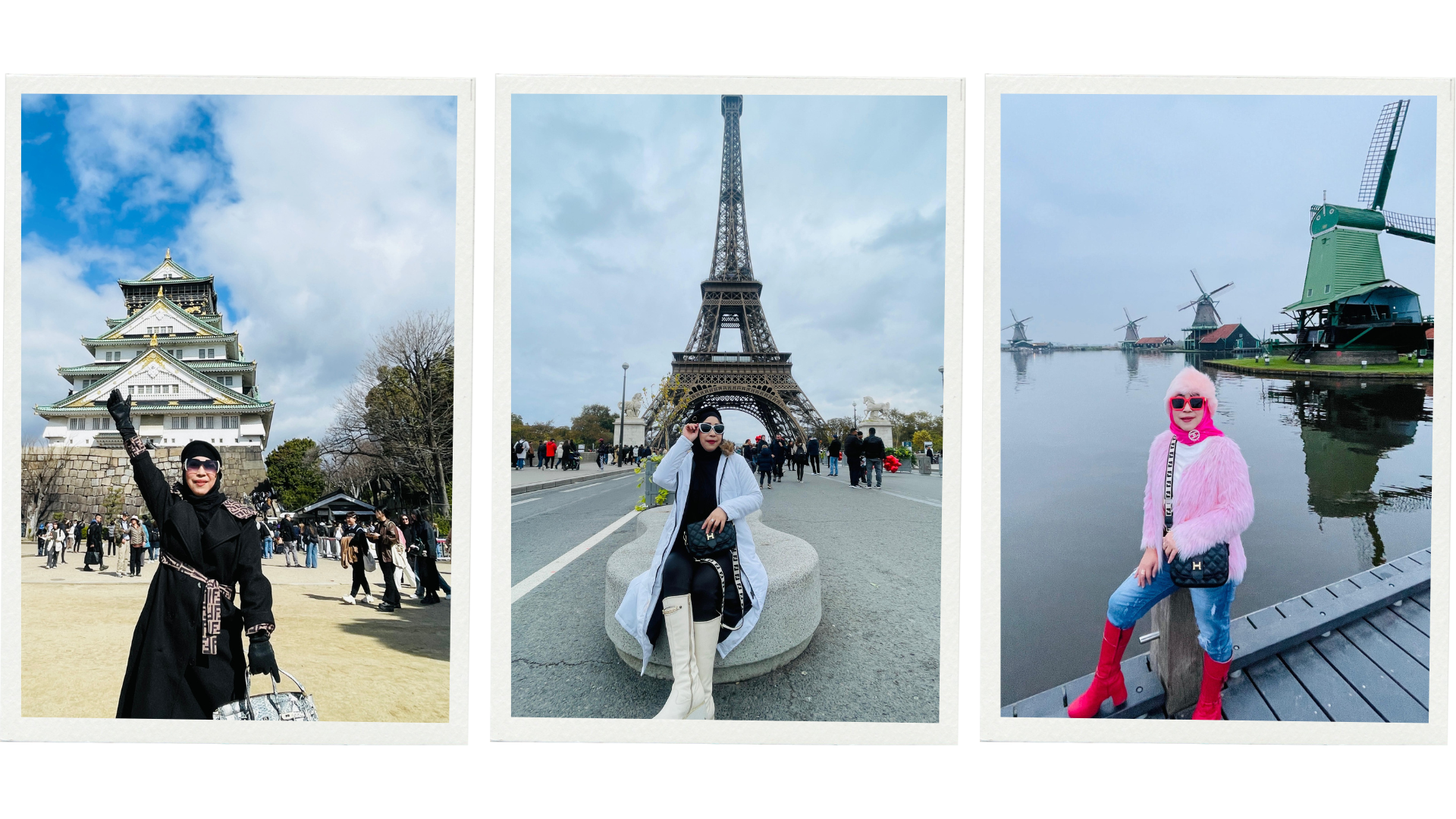 Dokumentasi Perjalanan Bersama Umi Warda - Osaka Jepang, Paris Prancis, dan Zaanse Schans Belanda